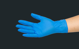 9寸淺藍(lán)色無(wú)粉麻面醫(yī)用檢查丁腈手套