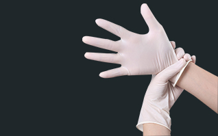 9寸有粉乳膠白色手套